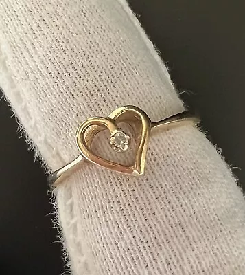 10K Yellow Gold Zales Love Heart Diamond Accent Ring SZ-6.45 1.6-grams • $99