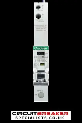 CRABTREE 6 AMP CURVE B 6kA 30mA RCBO TYPE A 61/B10630 STARBREAKER WC • £8.98