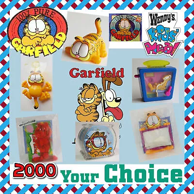 Wendy's 2000 GARFIELD 100% PURE Orange FAT CAT Cartoon Comic YOUR Toy CHOICE • $8