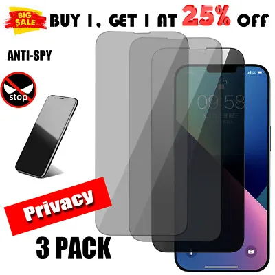 3 Pack Anti-Spy Privacy Glass Screen Protector For IPhone 11 12 13 14 Pro Max SE • $7.95