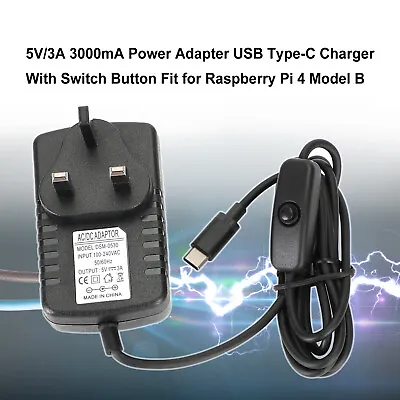 5V/3A USB Type-C Power Supply 5V 3A DC Model B For Raspberry Pi 4 UK Plug UK • £8.38