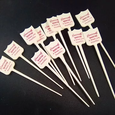 Set Of 12 Smirnoff Martini  Vintage SWIZZLE STICK Garnish / Olive Pick • $15