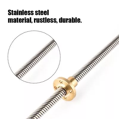 T8 8mm Trapezoidal Stainless Steel Threaded Rod Lead Screw & Brass Nut For 3D • $15.29