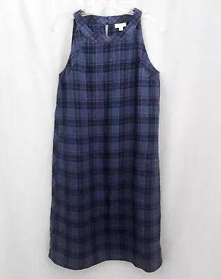 J. Jill Love Linen Blue Plaid Tunic Shift Dress Size Medium Tall • $22.99