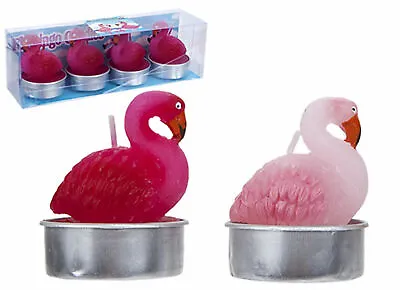 Set Of 4 Flamingo Tea Light Candles: Assorted Colours For A Vibrant Ambience • £11.99