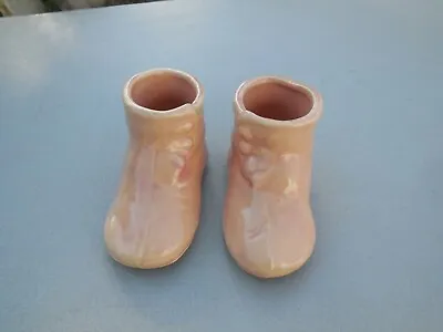 Nice Pair Of Mccoy Pink Side Buckle Ceramic Baby Shoe Planters / Prompt Shipping • $24.99