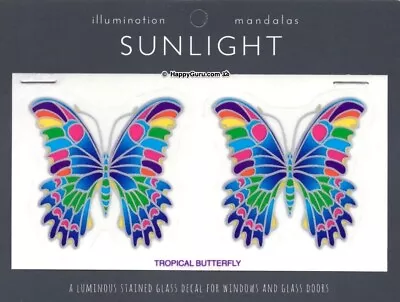 “Tropical Butterfly” (Twin) Sunlight Sunseal Window Sticker Decal Stain Glass • $7.99