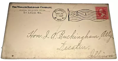 May 1897 Wabash Railroad Company Envelope General Solicitor St. Louis Missouri • $40