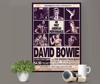 $30.54 • Buy David Bowie 1972 Ohio Concert Posters, UK And USA Options EXCLUSIVE 2023 Poster