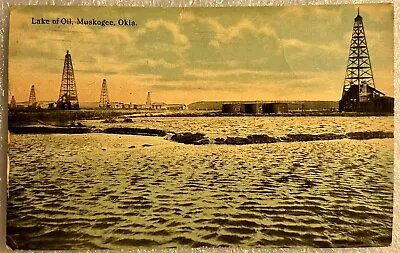 Muskogee Ok Oklahoma Lake Of Oil Postcard Vintage Oil Well • $7.34