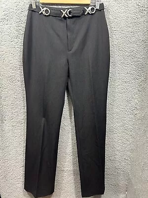 VERTIGO Size 10 Dark Gray Detailed Silver Belt Boot Cut Dress Pants Slacks   • $18