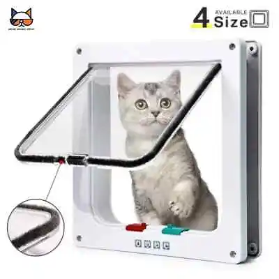 4 Way Pet Cat Puppy Dog Magnetic Lock Lockable Safe Flap Door Gate Frame M L XL • $16.99