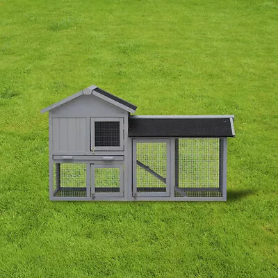 Charles Bentley Two Storey Guinea Pig / Pet Hutch With Run Grey • £109.99