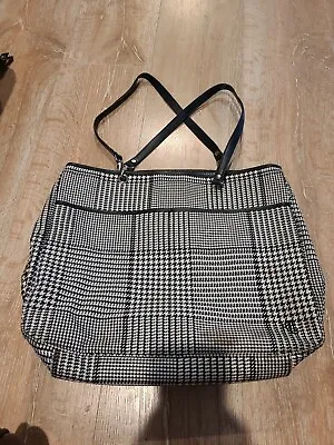 Ralph Lauren Houndstooth Tote Bag/ Handbag With Leather Straps! Some Stains • $23.10