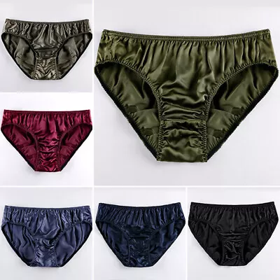 Men Satin Silk Briefs Lingerie Knickers Panties Breathable Underpants L-2XL • £2.69