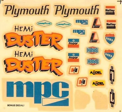 Vintage Car MPC Decal 7526  Sticker W/ Plymouth Duster Mopar  NHRA     3G • $24.99