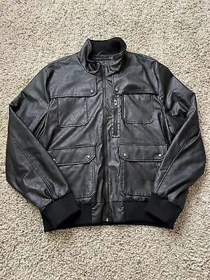 Marc Ecko Cut & Sew Faux Leather Jacket Size XXL Black • $84