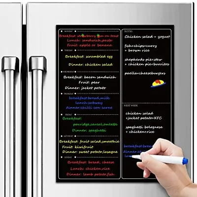 Magnetic Fridge Memo Borad A3 Weekly Planner Blackboard Wet Erase Family Borad • £8.68