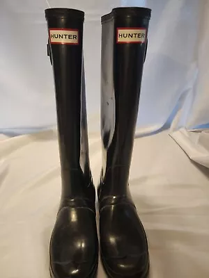 Hunter Original Tall Gloss Women's Rain Boots - Black Glossy 7 US • $20
