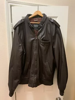 Vintage Mens Members Only Brown Leather Jacket Size XL TALL • $59.99