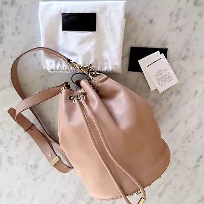 ALEXANDER WANG Nude Alpha Bucket Drawstring Gold Stud Hobo Crossbody Bag Tote • $540