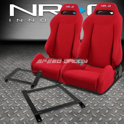 Nrg Type-r Red Reclinable Racing Seats+low Mount Bracket For 89-97 Miata Mx5 • $433.88