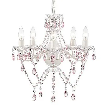 $89.95 • Buy Chandelier Pink Acrylic Crystal Chandeliers 5 Light Style Chandelier Girls