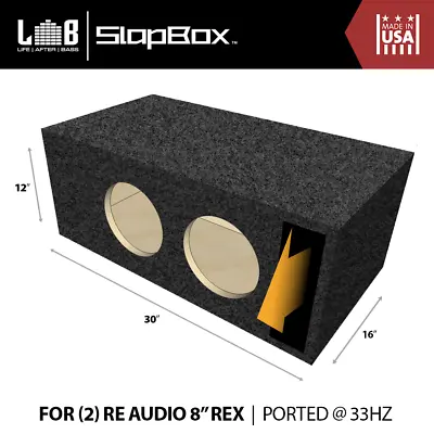 Dual 8  Ported Sub Box Enclosure For RE Audio REx8 Subwoofers (1.40 Ft^3 @ 33Hz) • $249.99