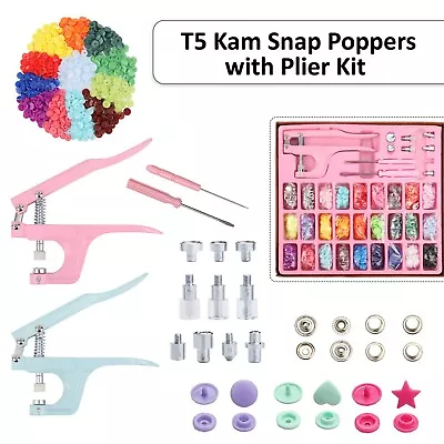 T5 KAM Snap Assorted Colours Popper Button Snaps Fasteners Tool Kit For Clothing • £16.85