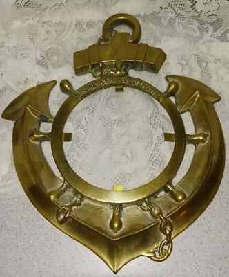 Vintage Wall Mount Brass Ships Wheel & Anchor Nautical Decor 13  X 11  • $39.95