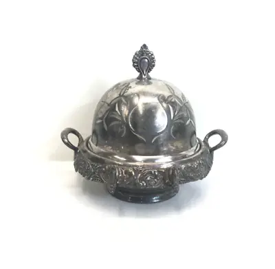 Antique WM Rogers Quadruple Plate 612 Silver Plate Butter Cavier Candy Dish • $15.50