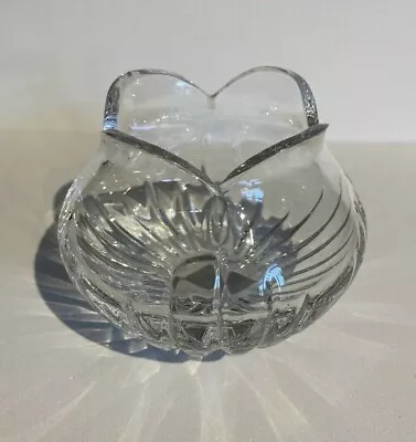 Mikasa Yugoslavia Heavy Cut Lead Crystal Vase/Bowl Scalloped Rim 3  Tall • $16.99