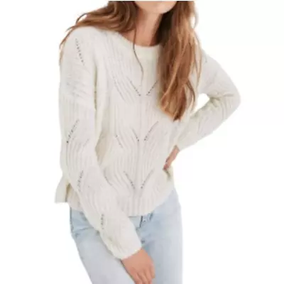 Madewell Charley Ivory White Cable Knit Wool / Alpaca Blend Sweater NWOT • $30