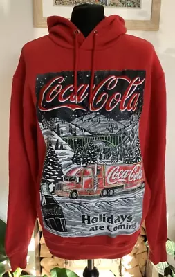 £14.99 • Buy COCA COLA Holidays Are Coming Christmas Red Pullover Hoodie Size Men's Boys XS