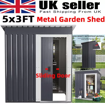 Metal Garden Shed 5x3FT Outdoor Tool Storage Cabinet House With Sliding Door UK • £139.90