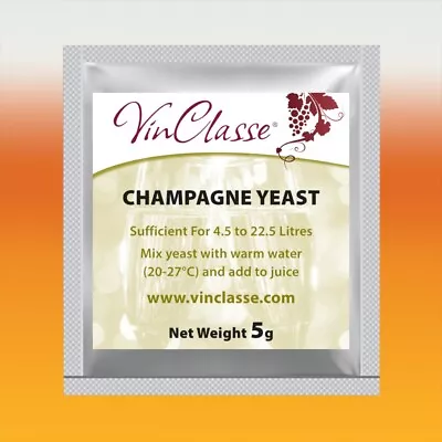 VinClasse Champagne Yeast - 5 Gram Sachet - Wine Making Ideal For Elderflower • £4.10