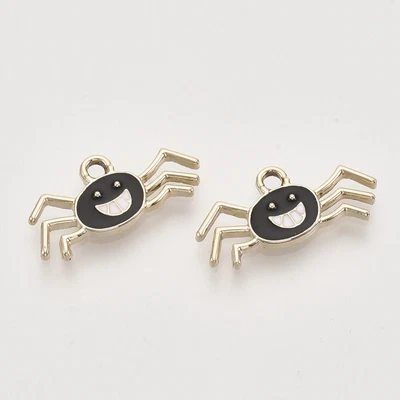 £3.49 • Buy 🕷️Halloween Black Enamel Spider Charms Pendants Jewellery Making Pack Of 4🕷️