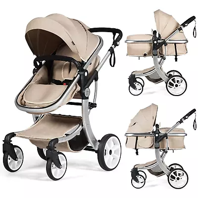 2-In-1 High Landscape Baby Stroller Reversible Bassinet Reclining Stroller Fol • $263.99