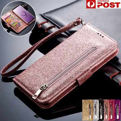 $14.99 • Buy For Samsung S22 S21/S20 FE Ultra S10 Plus S9 8 Case Leather Wallet Glitter Cover