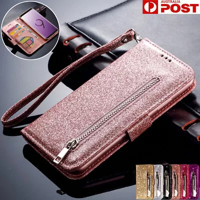 For Samsung S22 S21/S20 FE Ultra S10 Plus S9 8 Case Leather Wallet Glitter Cover • $14.99