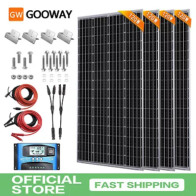 120W 240W 480W Solar Panel Kit 12V Mono Off Grid RV Campervan Caravans Boat Van • £85.99