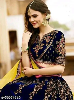 $45.67 • Buy Lehenga Choli Blue Bollywood Sari Designer Party Wear Wedding Lehenga Saree