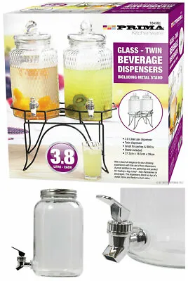 3L / 5 Litre Glass Beverage Drinks Dispenser Jug Jar Juice Cocktail  • £13.49