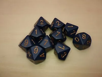 Chessex Dice 10d10 Dusty Blue Copper Tabletop Roleplay Gaming RPG Board Percent • $5.99