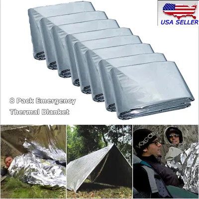 84  X52 : 8 Pack Emergency BLANKET Thermal Survival Safety Insulating Mylar Heat • $9.09