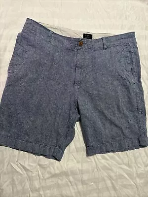 J Crew Shorts Mens 35 Linen Blend Blue Chino “Beach Short” With 8” Inseam • $18