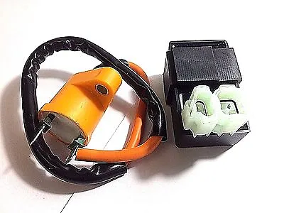 Gy6 Racing Ignition Coil + 6 Pin Cdi Box Performance Orange Round Plug Go Kart • $18.95