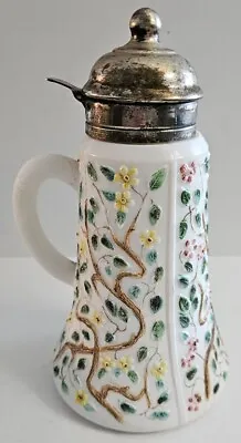 Rare Milk Glass Syrup Pitcher Challinor Taylor & Co. Tree Of Life Victorian Xxz • $35