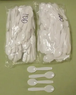 Plastic Taster Spoons 3  Mini Lot Of 200 White Party Sampler Disposable NEW • $5.23