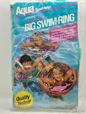 1997 Aqua Leisure Swim Ring Ocean Theme Print Vintage Pool Float 24 Inch Beach • $20